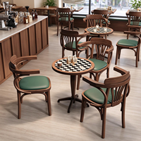 Meubles de restaurant en bois de style vintage en gros, ensemble durable de banquettes, chaises et table pour café, restaurant, pâtisserie