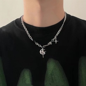 Nuova Collana con Ciondolo a Stella e <span class=keywords><strong>Luna</strong></span> in Stile Cubano Figaro per Uomo, Catene in Acciaio Inossidabile Punk, Gioielli Regalo - Product Image 5