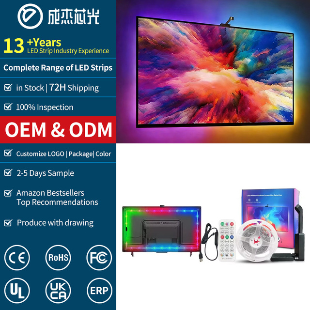 Newest Version USB LED TV Screen Sync Light Strip 5V WS2812B RIBIC Display Backlight AR Sensor Camera Music Sync