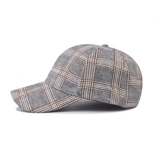 Casquette de baseball vintage 6 panneaux à dessus plat, motif à carreaux, pour hommes et femmes, style sportif, vente chaude, vente en gros - Product Image 4