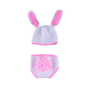Nouveau-né photographie vêtements dessin animé thème à la main chapeau longues oreilles lapin costume bébé chapeau Shorts costume - Product Image 6