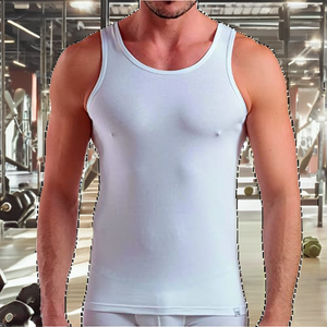 Débardeur de sport décontracté en coton respirant pour homme, grande taille, couleur unie, vente en gros - Product Image 2