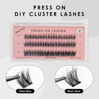 Kit de Cils en Soie Auto-adhésifs en Gros, Logo Personnalisé, Sans Colle, Réutilisables, Faux Cils à Presser, DIY, Cils Manga en Grappe