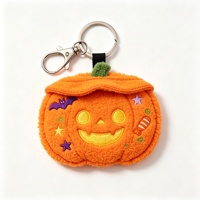 Porte-clés en chenille brodé Halloween, mignon, sorcière, citrouille, peluche, personnalisé, promotionnel, dessin animé, pour décoration de sac, cadeau