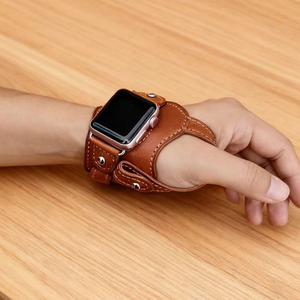 Bracelet de montre en cuir pour Apple Watch, boucle à ardillon réglable, bracelet de remplacement intelligent - Product Image 1