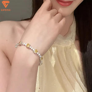 Moda mujer 925 plata esterlina moissanita joyería chapado en oro Amarillo Blanco piedra preciosa diamante pulsera perla piedra collares - Product Image 6