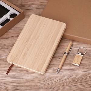 2025 personalizado promocional de lujo A5 respetuoso con el medio ambiente diario bambú Business Notebook regalo conjunto con Pen Flash Drive - Product Image 3