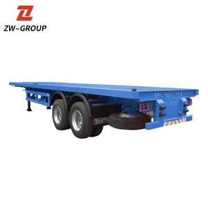 Trailer kontainer Flatbed 20 kaki, Trailer 2 as roda dengan kunci Putar