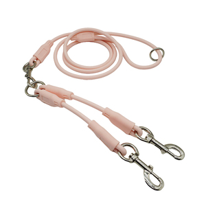 Customized LOGO New Two Tone Leash Adjustable Waterproof PVC Coated Double-Ended Dog Coupler Twin Leash for 2&3 Medium Large Dog - Product Image 4