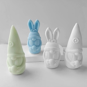 Moule en silicone 3D pour bougie en forme d'œuf <span class=keywords><strong>de</strong></span> Pâques <span class=keywords><strong>et</strong></span> <span class=keywords><strong>de</strong></span> lapin, blanc, pour <span class=keywords><strong>bricolage</strong></span>, gnome, nain, bougie parfumée, ornement en plâtre - Product Image 1