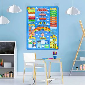 Calendario mensual de fieltro para niños, material educativo para el aula, tablero de clima, azul, artículos de oficina y escolares, regalo - Product Image 5