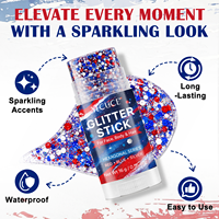 YECUCE Stick de paillettes pour le visage et le corps, rouge, blanc et bleu patriotiques, pour le maquillage du 4 juillet, Jour de l'Indépendance