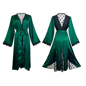 Nouvelle Robe Longue en Satin Soie Glacée, Chemise de Nuit Sexy avec Patchwork en Maille Amour, Vêtements de Nuit pour Femmes - Product Image 6