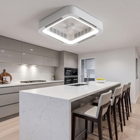 Ventilateur de plafond sans pales avec lumière LED, design moderne carré, pour salon et chambre à coucher