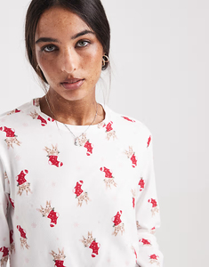 Ensemble <span class=keywords><strong>pyjama</strong></span> <span class=keywords><strong>de</strong></span> Noël gaufré 2 pièces pour <span class=keywords><strong>femme</strong></span>, motif lapin mignon, pull à manches longues et pantalon <span class=keywords><strong>de</strong></span> détente à jambes larges, blanc - Product Image 5