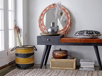 Nouveau Style Vintage boîtes d'exposition en rotin et canne avec couvercle en verre boîte de rangement en rotin tissé pour la décoration de la maison