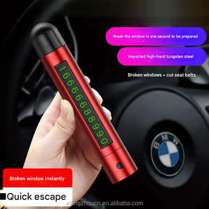 ค้อนนิรภัยสำหรับรถยนต์แบบพกพาขนาดเล็กสีดำพร้อมฐานเก็บของเครื่องตัดกระจกหน้าต่างและเข็มขัดนิรภัยแบบ4 in 1พร้อมหมายเลขไฟฉาย - Product Image 2