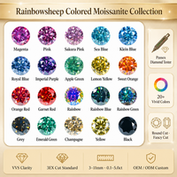 RAINBOWSHEEP 20 Couleurs Pierres Synthétiques Brillantes en Moissanite, Taille 3EX, Couleur D, VVS, 3.0-11mm, OEM ODM, Couleur Personnalisée pour Bijoux