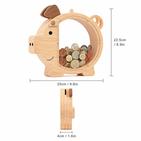 Tirelire en bois de luxe avec fenêtre transparente en acrylique, boîte en forme de cochon gravée au laser, cadeau éducatif pour enfants, provenant du Shandong