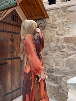 2025 Eid en mousseline de soie robe de soirée musulmane femmes Ramadan imprimé Abaya longue Boho Robe maroc Vestidos Largos dubaï Robe grande taille