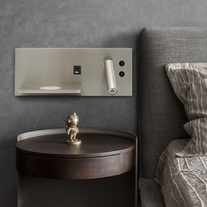 Lampe murale ZeroUNO 3-<span class=keywords><strong>en</strong></span>-1 avec USB, Type-C et charge sans fil, éclairage d'ambiance sur le côté, lampe murale de chevet pour hôtel - Product Image 2