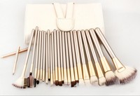 Set Kuas Makeup Profesional 24 Buah dengan Gagang Kayu, Bulu Sintetis untuk Wajah, Mata, Eyeshadow, Alis, Kuas Kipas, dan Foundation