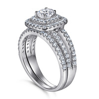 Ensemble de bagues de Couple en argent Sterling S925 et Zircon, bijoux à la mode pour femmes, bagues de mariage en diamant