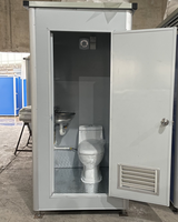 Toilettes portables en gros, cabine individuelle avec mur antidérapant en tôle à carreaux, lavabo et ventilateur pour parc public