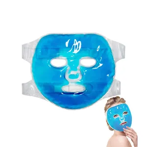 Free Sample Beauty Care Reusable Soft Material Frozen Gel Full Face Cooling Gel Facial Mask Microwavable Hot Gel Face Mask