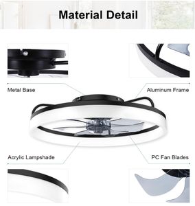 20 \ "モダンなロープロファイルLED天井ファンライトリモート6スピードの色温度変化寝室の子供の部屋のリビング - Product Image 6