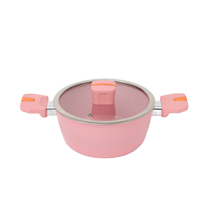 Juego de ollas y <span class=keywords><strong>sartenes</strong></span> Pink Kitchen de 7 piezas, antiadherentes, de aluminio forjado, aptas <span class=keywords><strong>para</strong></span> inducción, con tapas. - Product Image 2
