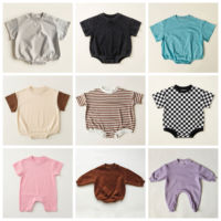 OEM Groothandel Zomer Bodysuit Drop Shoulder Top Outfit Onesie Jumpsuit Custom Logo Baby Jongen Meisje Oversized T-Shirt Bubble Romper