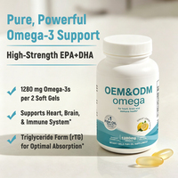 Complément d'huile de poisson oméga-3, 60 gélules molles, 1280 mg avec EPA, DHA et saveur citron