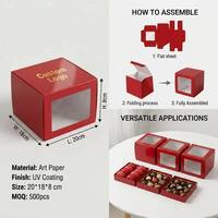 Caja de Embalaje de Alimentos con Recubrimiento UV de Papel de Arte y Ventana Transparente para Panadería y Regalos, Caja de Cartón Rojo Reciclable con Logotipo Personalizado en la Parte Superior