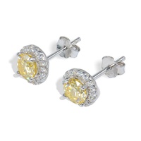 Boucles d'oreilles clous carrées en moissanite jaune citron certifiée GRA, plaquées or blanc 18 carats, en argent sterling 925, taille brillant, à griffes