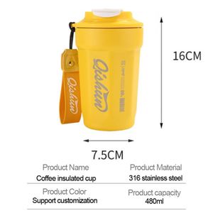 แก้วกาแฟแบบมีหูจับ ขนาด 480 มล. รุ่นใหม่ พร้อมโลโก้ ผู้ผลิตขายส่ง แก้วเก็บความร้อน สแตนเลส 304 สำหรับเดินทาง แก้วกาแฟแบบมีโลโก้สั่งทำได้ - Product Image 3