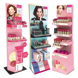 कस्टम फोल्डेबल कार्डबोर्ड कॉस्मेटिक डिस्प्ले स्टैंड पोर्टेबल पॉप फ्लोर रिटेल स्टोर उत्पाद सौंदर्य मेकअप पेपर डिस्प्ले रैक - Product Image 1