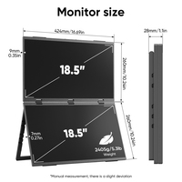 Écran portable double 18,5 pouces, extension d'écran 1080P HDR 360 °   Support triple écran pliable VESA pour ordinateur portable, téléphone et console de jeu IPS