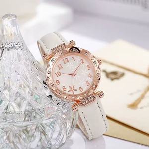 Montre mécanique pour femmes, cadran en strass, bracelet en cuir, montre-bracelet ronde, Style décontracté - Product Image 3