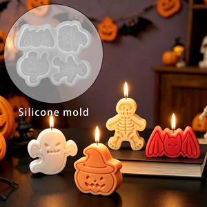 Halloween Candle Making Mold Silicone DIY Scented Candle Mold Bat Ghost <b>Pumpkin</b> <b>Skeleton</b> Decor Gift - Product Image 1