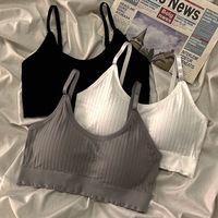 Soutien-gorge de sport tricoté sans couture pour femme, style japonais, confortable, à maintien élevé, avec bretelles croisées et motif uni