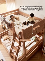 Lit superposé pour enfants en bois massif avec rangement, design minimaliste, lit double à deux niveaux pour frères et sœurs