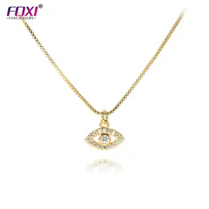 Foxi jewfashion moda 18K altın kaplama göz kübik zirkonya Charm kolye kolye