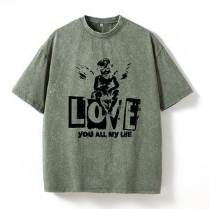 T-Shirt Oversize da Uomo con Grafica 'Love You All <span class=keywords><strong>My</strong></span> Life' Stile Retrò Streetwear, Manica Corta, 100% Cotone Lavorato a Maglia Ecologico - Product Image 6