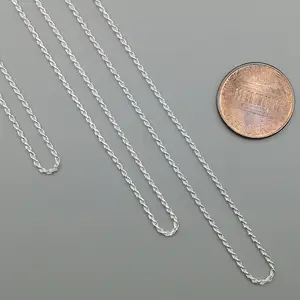RINNTIN SC29女士男士珠宝用品制作链925纯银1.2毫米钻石切割绳链项链