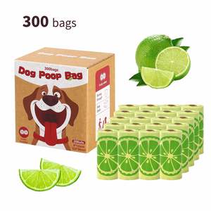 Sacs à déjections canines portables en gros, en boîte, pour la promenade, avec distributeur à clipser pour sacs à déjections d'animaux, parfum fruité, sacs épais anti-fuite pour chiens - Product Image 1