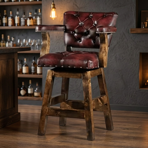 Indoor/<b>Outdoor</b> Hotel and Bar Chair with Wooden Side Table Industrial Iron Frame Modern Design Versatile for Restaurant Home Use - Product Image 1