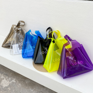 fashion diy custom transparent pvc clear plastic reusable shopping bag tote kit jelly for boutique cotton logo tote bag