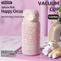 Gourde isotherme en acier inoxydable 316 pour enfants, avec fond amovible, couvercle rabattable, design de dessin animé, logo personnalisé, impression sérigraphique, cadeaux