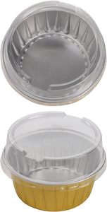 Moldes para pasteles con tapas, moldes desechables redondos, papel de aluminio resistente para cupcakes, revestimientos de 100ml con tapas para postres y fiestas - Product Image 3